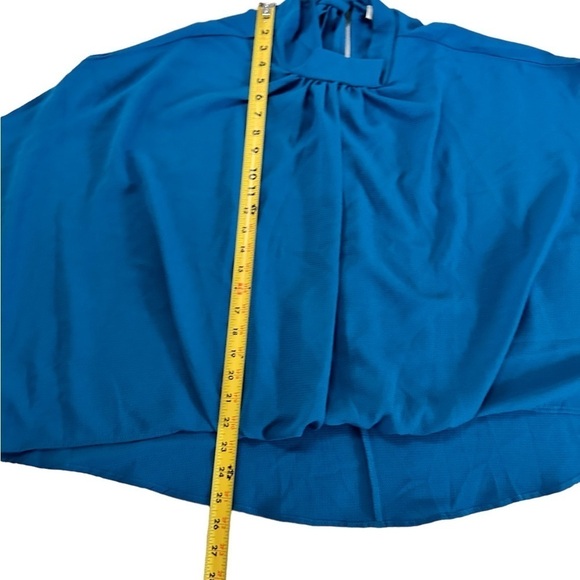 The Line of Style Blue Batwing Sleeve Collar Tie Back Size Small - Picture 11 of 17